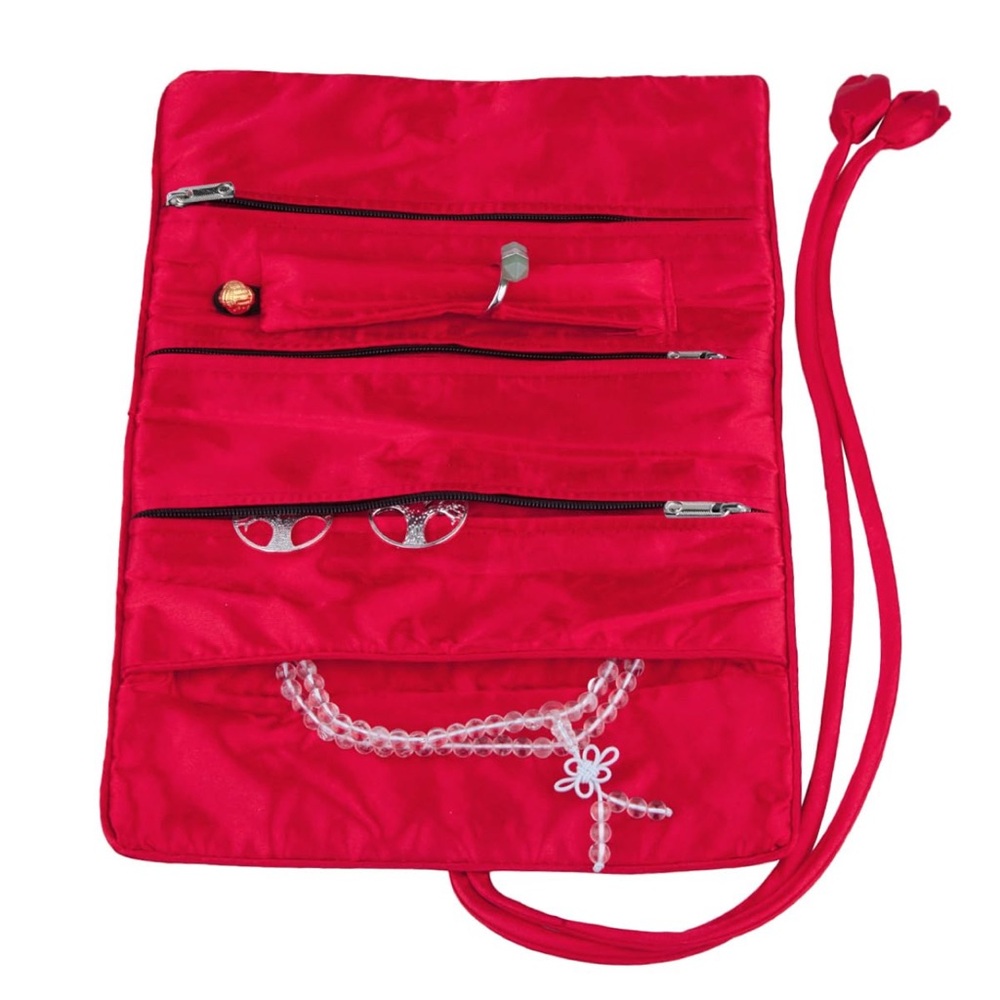 TUMBEELLUWA EMBROIDERY TRAVEL JEWELRY BAG ROLL